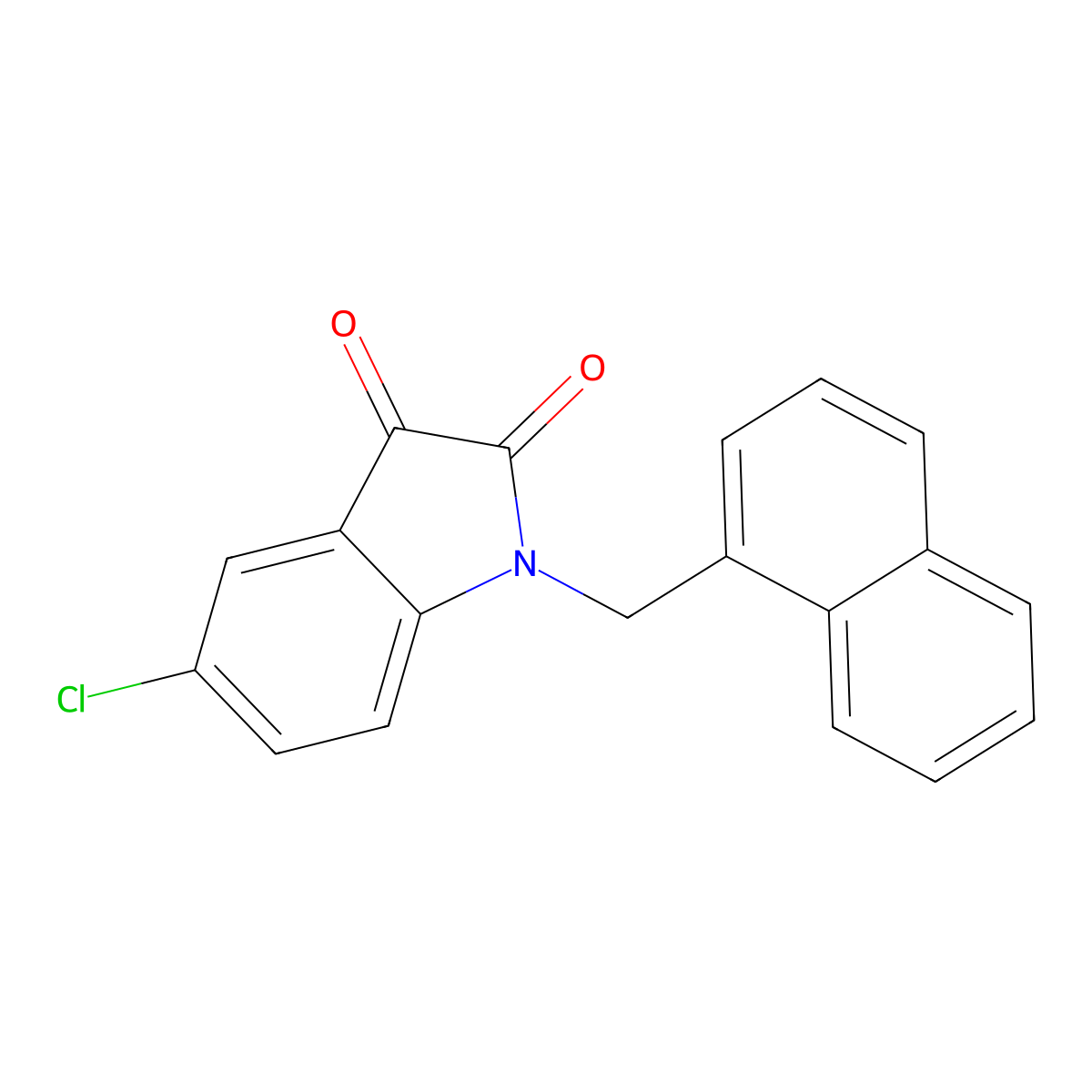 5-chloro-1-(naphthalen-1-ylmethyl)-1H-indole-2,3-dione molecular structure, CAS 688034-03-9