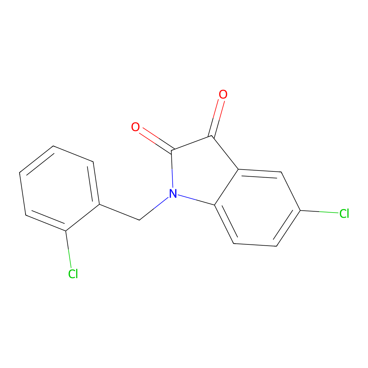 5-chloro-1-(2-chlorobenzyl)-1H-indole-2,3-dione molecular structure, CAS 688034-04-0