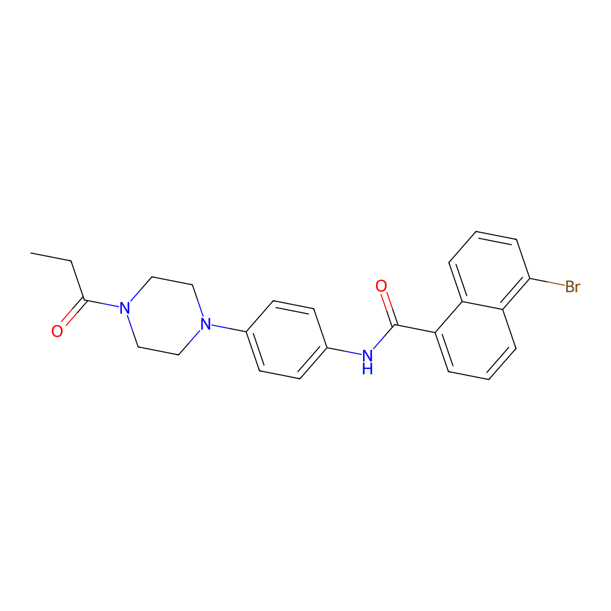 5-bromo-N-[4-(4-propanoylpiperazin-1-yl)phenyl]naphthalene-1-carboxamide molecular structure, CAS 688034-10-8
