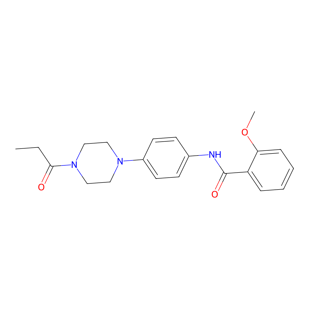 2-methoxy-N-[4-(4-propanoylpiperazin-1-yl)phenyl]benzamide molecular structure, CAS 688034-26-6