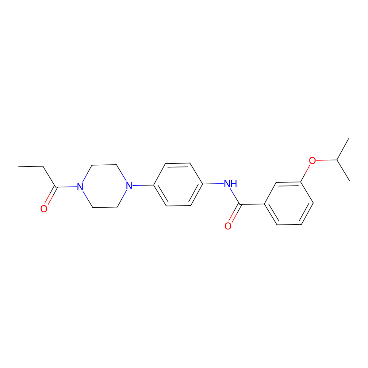 N-[4-(4-propanoylpiperazin-1-yl)phenyl]-3-propan-2-yloxybenzamide molecular structure, CAS 688034-42-6