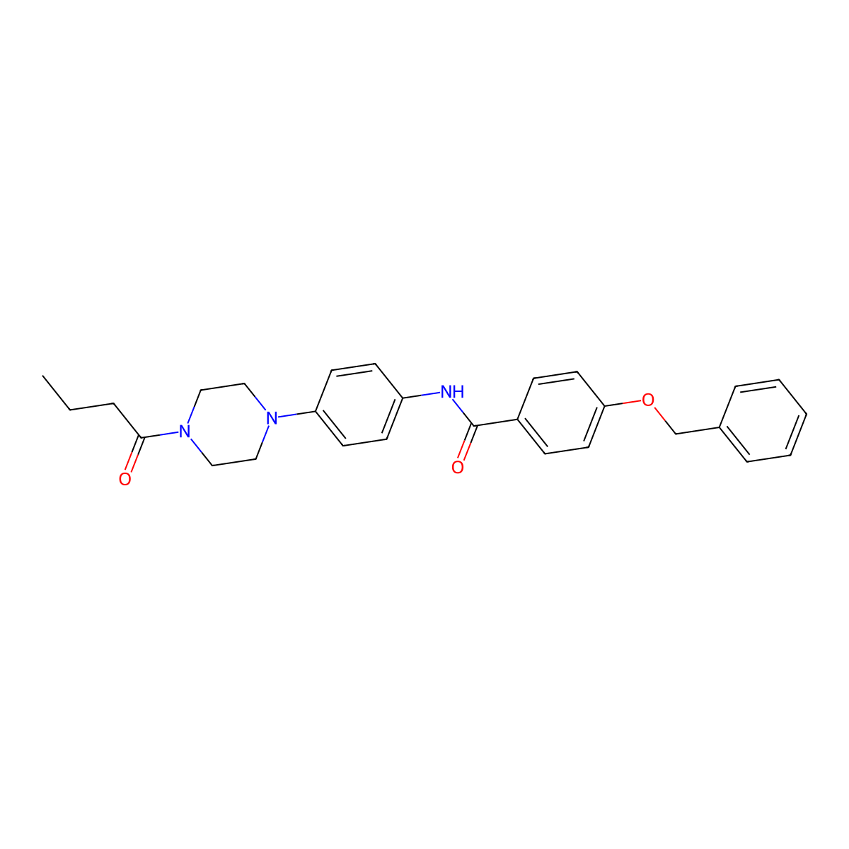 N-[4-(4-butanoylpiperazin-1-yl)phenyl]-4-phenylmethoxybenzamide molecular structure, CAS 688034-46-0