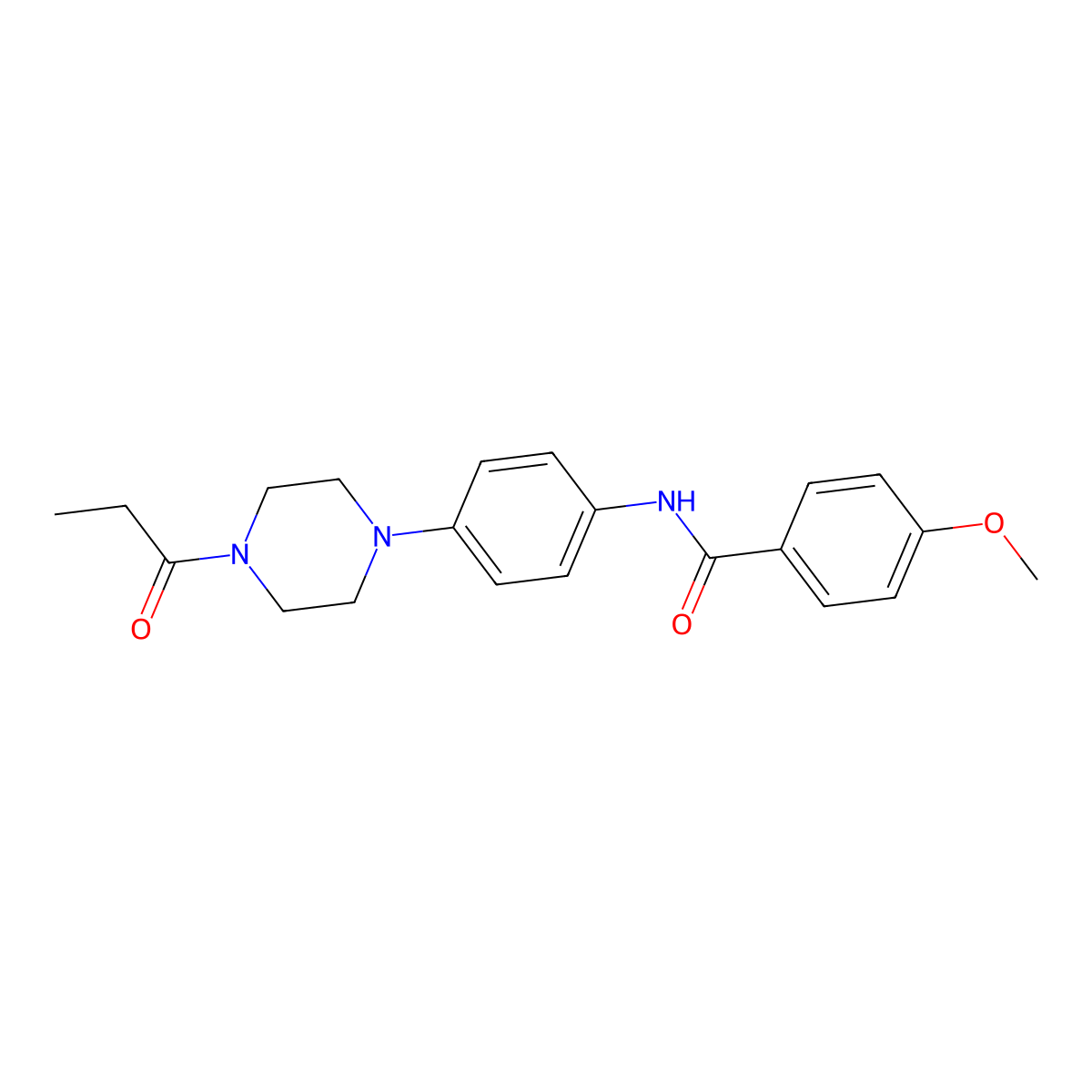 4-methoxy-N-[4-(4-propanoylpiperazin-1-yl)phenyl]benzamide molecular structure, CAS 688034-50-6