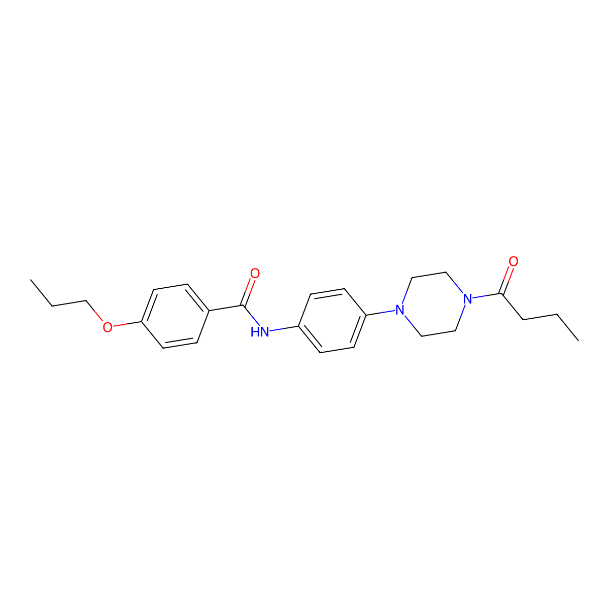N-[4-(4-butanoylpiperazin-1-yl)phenyl]-4-propoxybenzamide molecular structure, CAS 688034-53-9