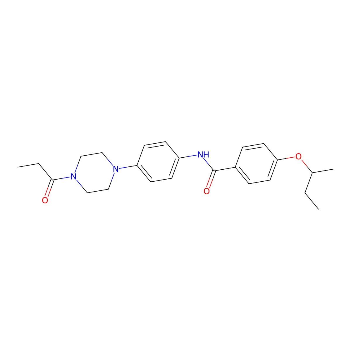 4-butan-2-yloxy-N-[4-(4-propanoylpiperazin-1-yl)phenyl]benzamide molecular structure, CAS 688034-60-8