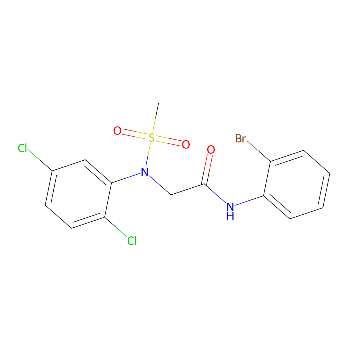 N-(2-bromophenyl)-2-(2,5-dichloro-N-methylsulfonylanilino)acetamide molecular structure, CAS 688034-81-3