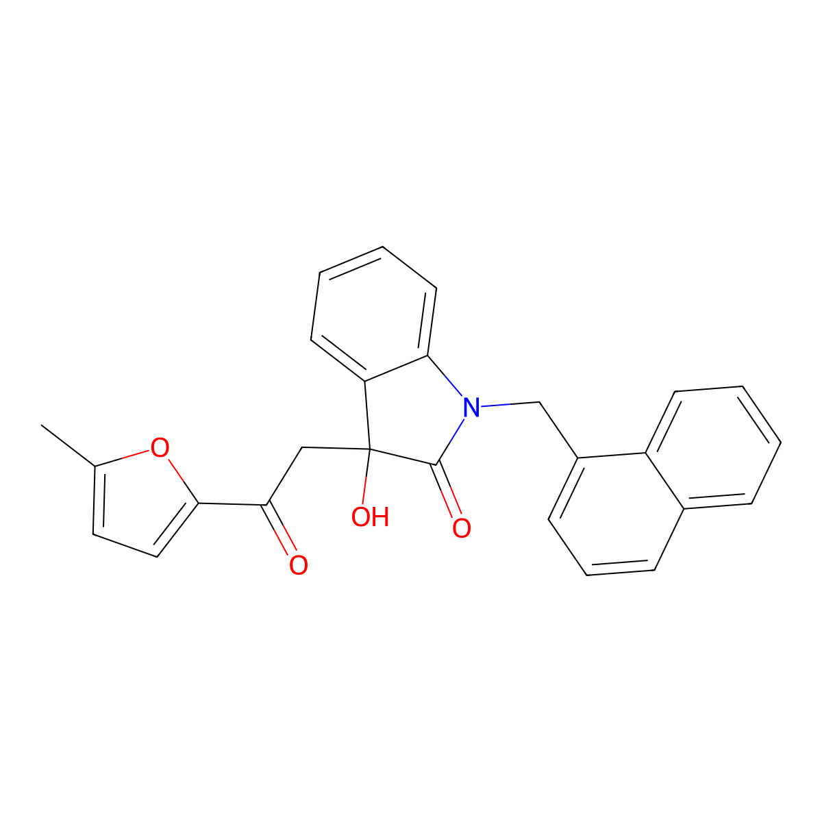 3-Hydroxy-3-[2-(5-methylfuran-2-yl)-2-oxoethyl]-1-(naphthalen-1-ylmethyl)indol-2-one molecular structure, CAS 688037-00-5