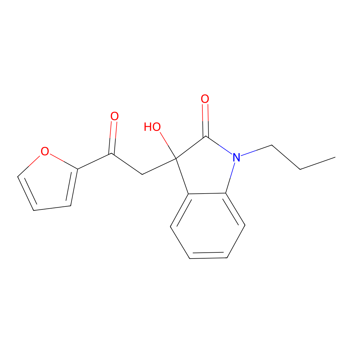 3-[2-(furan-2-yl)-2-oxoethyl]-3-hydroxy-1-propyl-1,3-dihydro-2H-indol-2-one molecular structure, CAS 688037-03-8
