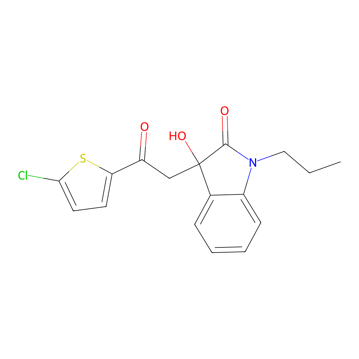 3-[2-(5-Chlorothiophen-2-yl)-2-oxoethyl]-3-hydroxy-1-propylindol-2-one molecular structure, CAS 688037-42-5