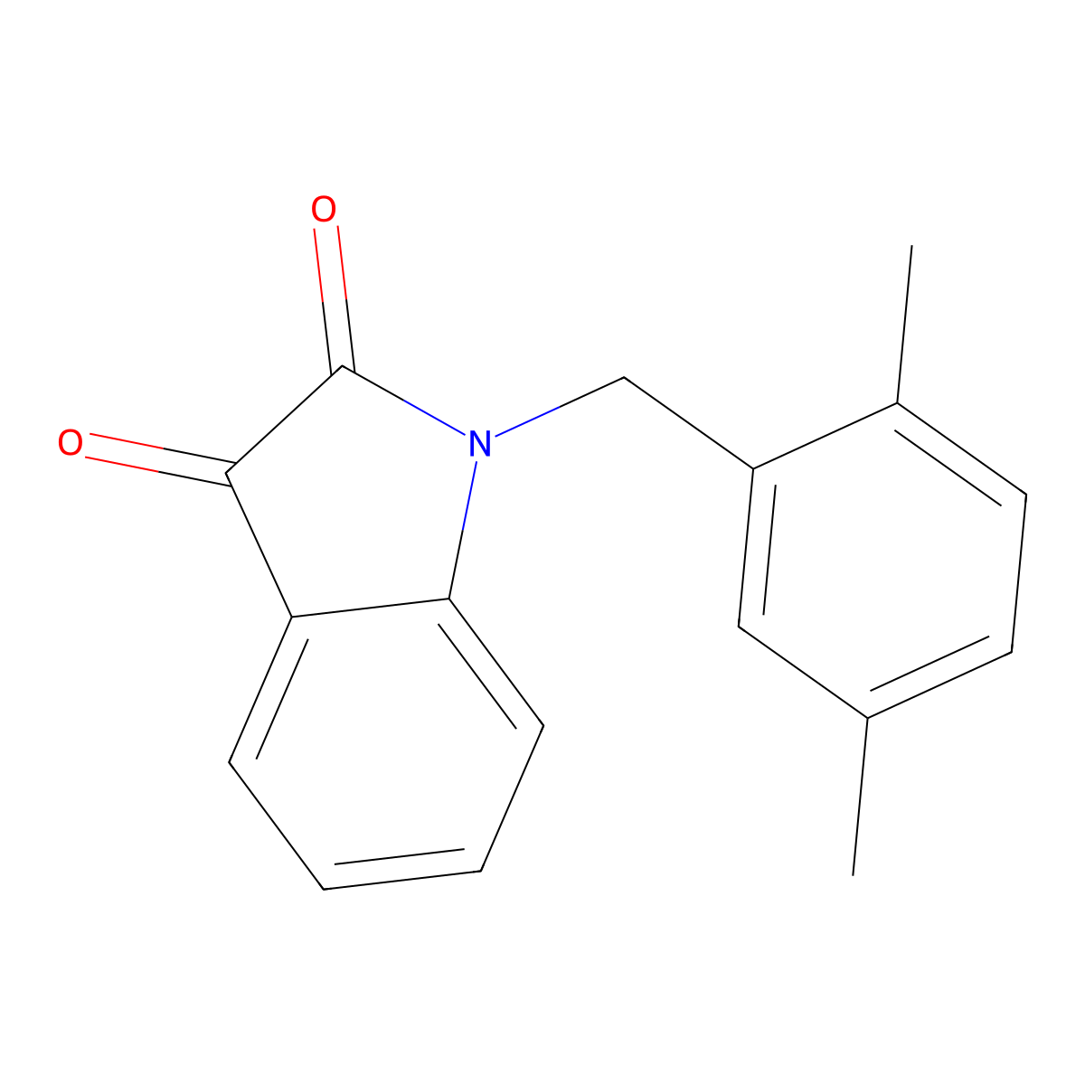 1-(2,5-dimethylbenzyl)-1H-indole-2,3-dione molecular structure, CAS 688037-87-8