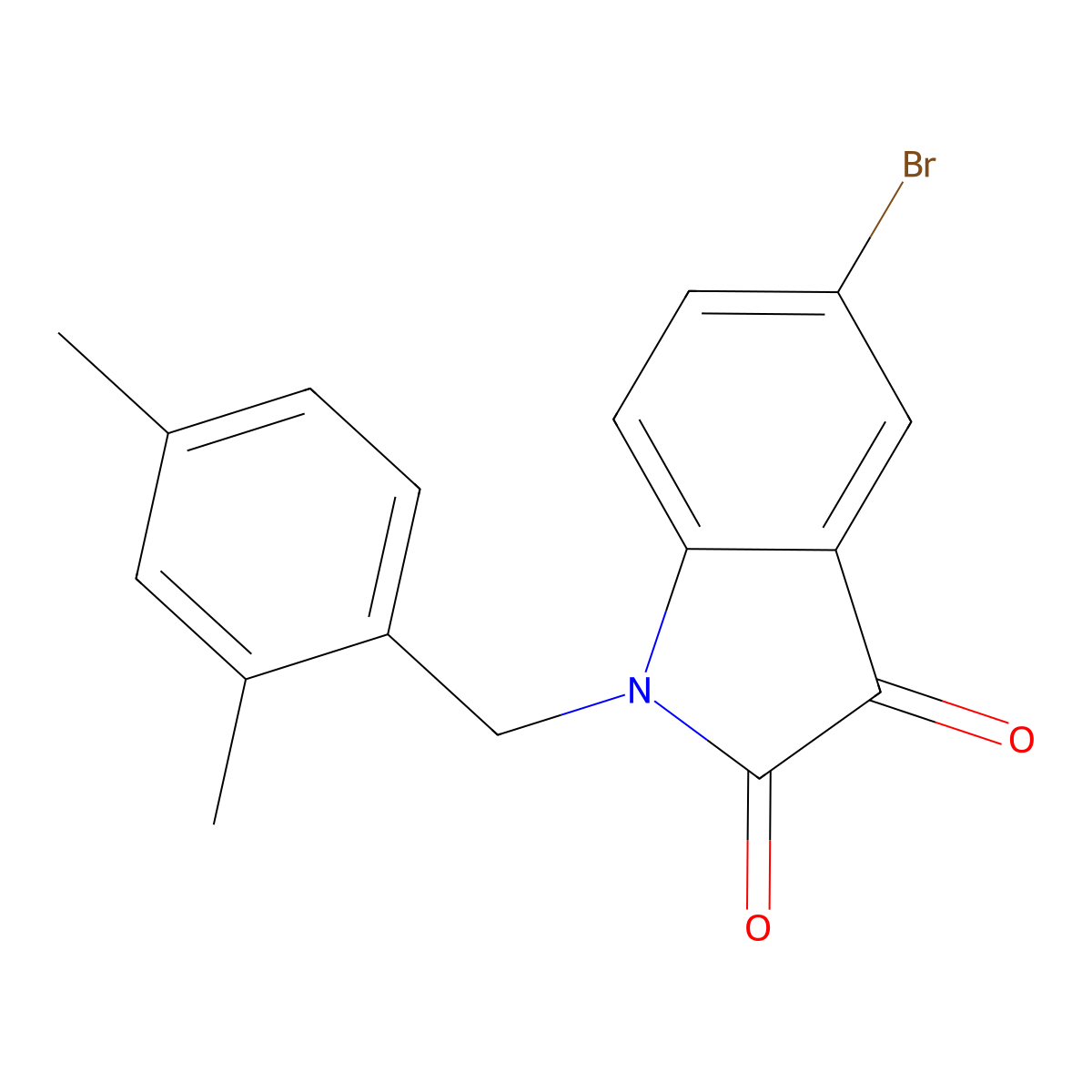 5-bromo-1-(2,4-dimethylbenzyl)-1H-indole-2,3-dione molecular structure, CAS 688037-88-9