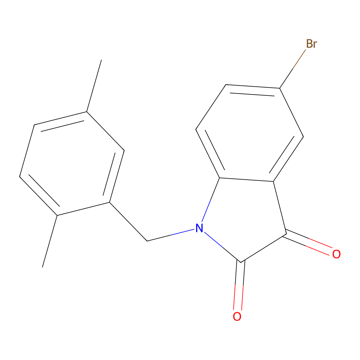 5-bromo-1-(2,5-dimethylbenzyl)-1H-indole-2,3-dione molecular structure, CAS 688037-89-0