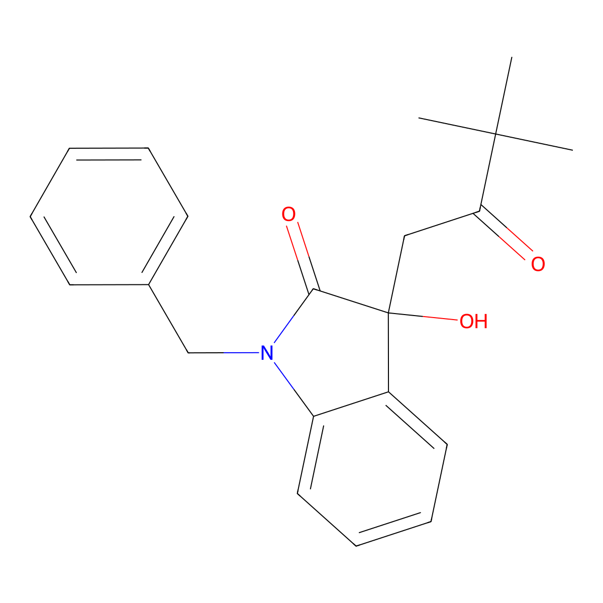 1-Benzyl-3-(3,3-dimethyl-2-oxobutyl)-3-hydroxyindol-2-one molecular structure, CAS 688037-91-4