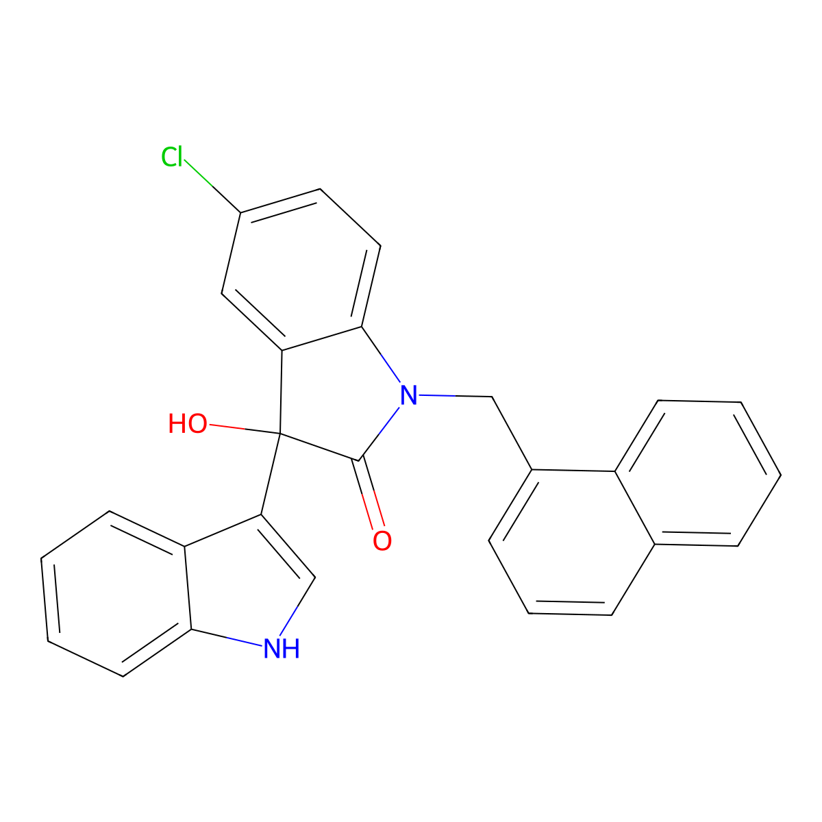 5-chloro-3-hydroxy-3-(1H-indol-3-yl)-1-(naphthalen-1-ylmethyl)indol-2-one molecular structure, CAS 688037-93-6