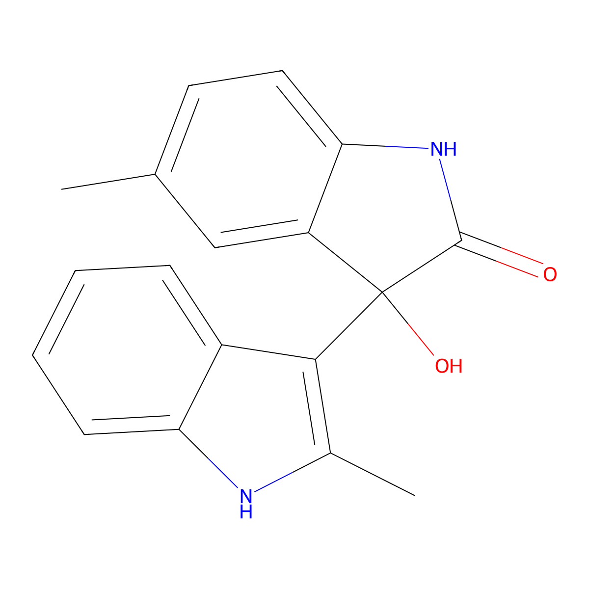 3-hydroxy-5-methyl-3-(2-methyl-1H-indol-3-yl)-1H-indol-2-one molecular structure, CAS 688037-98-1
