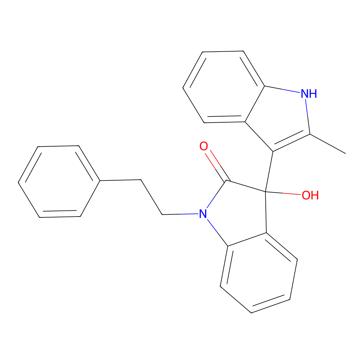 3'-hydroxy-2-methyl-1'-(2-phenylethyl)-1',3'-dihydro-1H,2'H-3,3'-biindol-2'-one molecular structure, CAS 688038-03-1