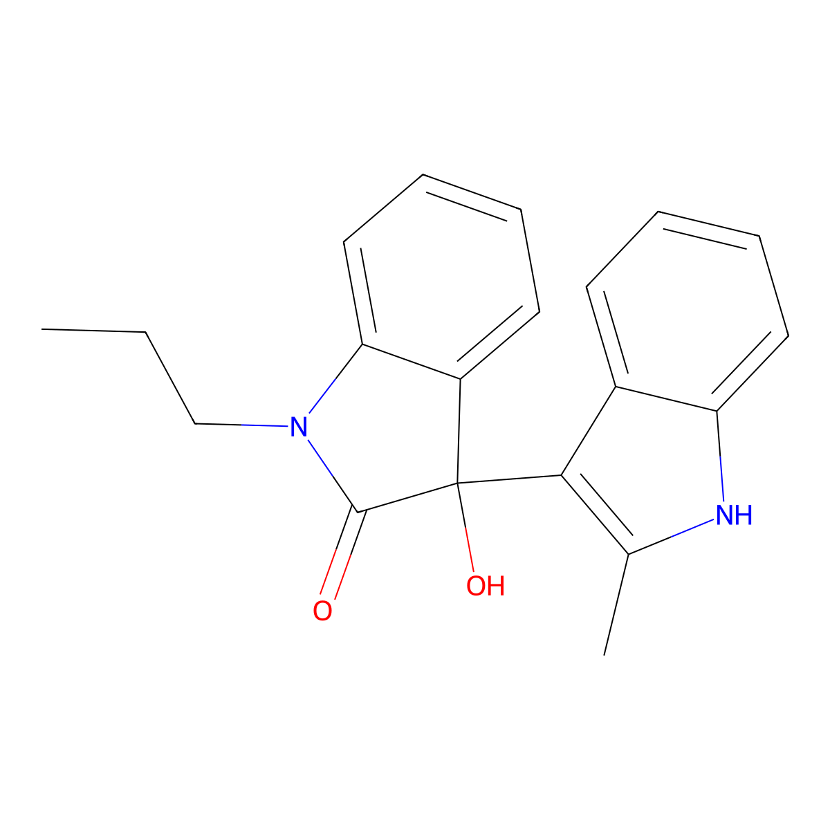 3-hydroxy-3-(2-methyl-1H-indol-3-yl)-1-propylindol-2-one molecular structure, CAS 688038-04-2
