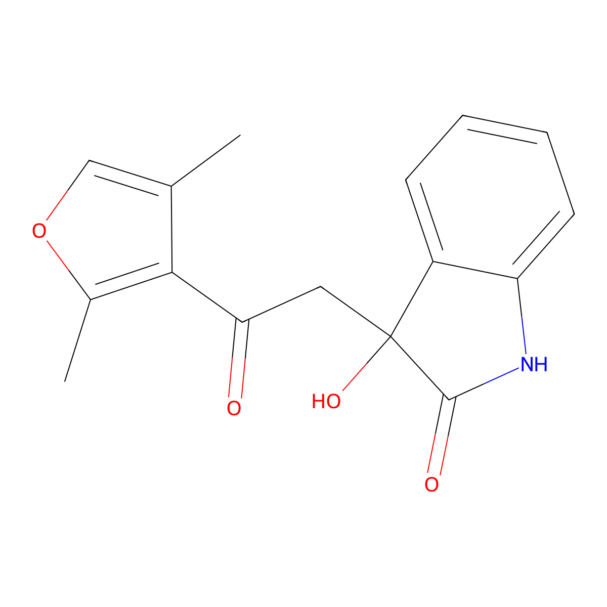 3-[2-(2,4-dimethylfuran-3-yl)-2-oxoethyl]-3-hydroxy-1,3-dihydro-2H-indol-2-one molecular structure, CAS 688038-26-8