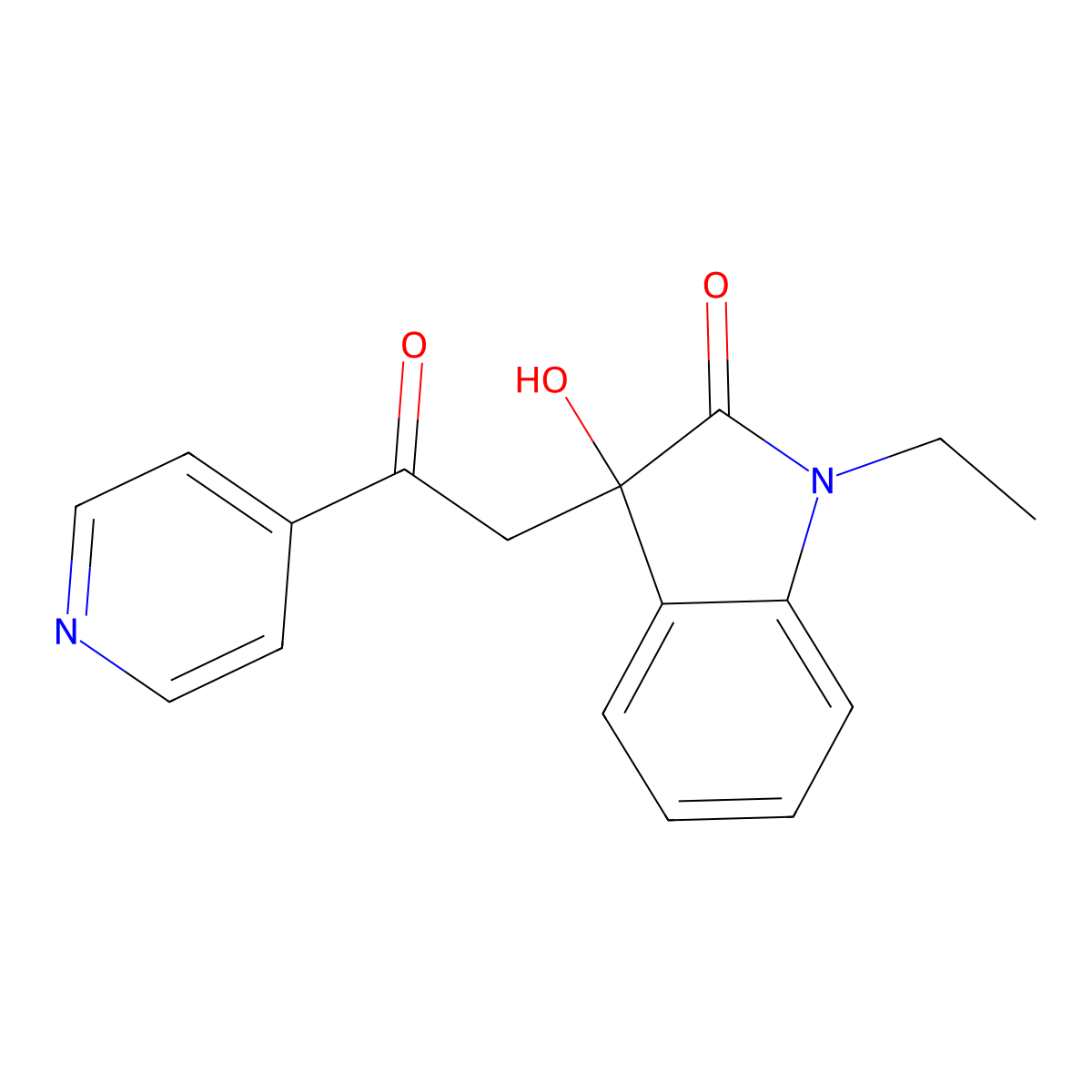1-ethyl-3-hydroxy-3-[2-oxo-2-(4-pyridinyl)ethyl]-1,3-dihydro-2H-indol-2-one molecular structure, CAS 688038-27-9