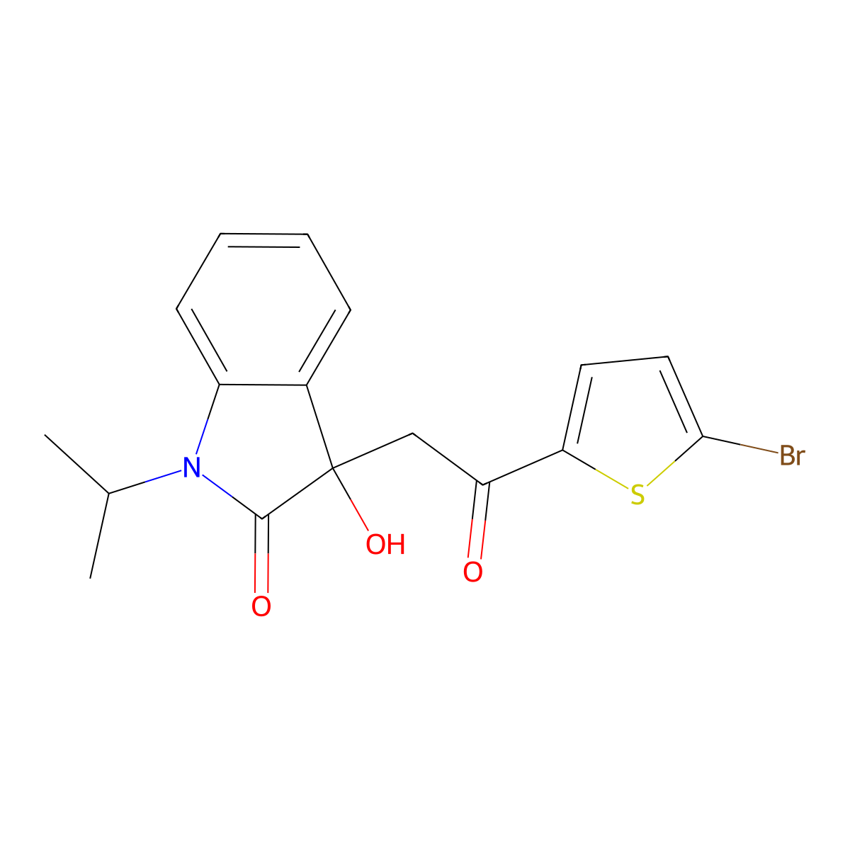 3-[2-(5-bromothiophen-2-yl)-2-oxoethyl]-3-hydroxy-1-(propan-2-yl)-1,3-dihydro-2H-indol-2-one molecular structure, CAS 688038-35-9