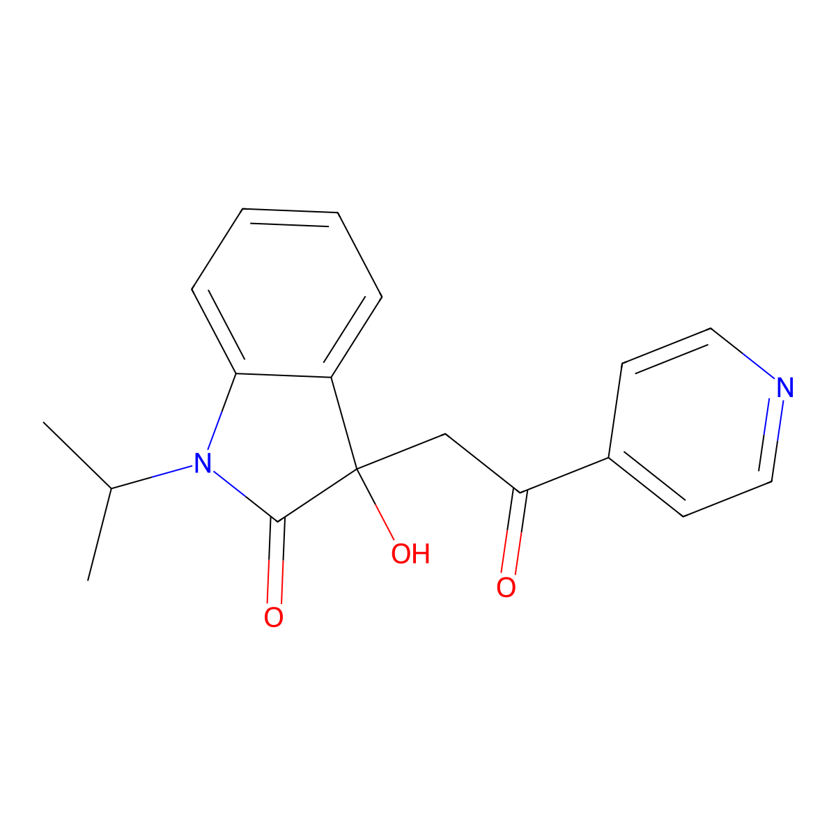 3-hydroxy-3-[2-oxo-2-(pyridin-4-yl)ethyl]-1-(propan-2-yl)-1,3-dihydro-2H-indol-2-one molecular structure, CAS 688038-38-2