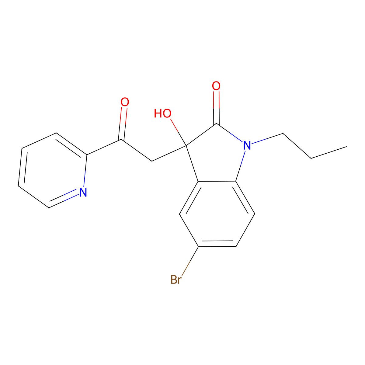 5-bromo-3-hydroxy-3-[2-oxo-2-(pyridin-2-yl)ethyl]-1-propyl-1,3-dihydro-2H-indol-2-one molecular structure, CAS 688038-46-2