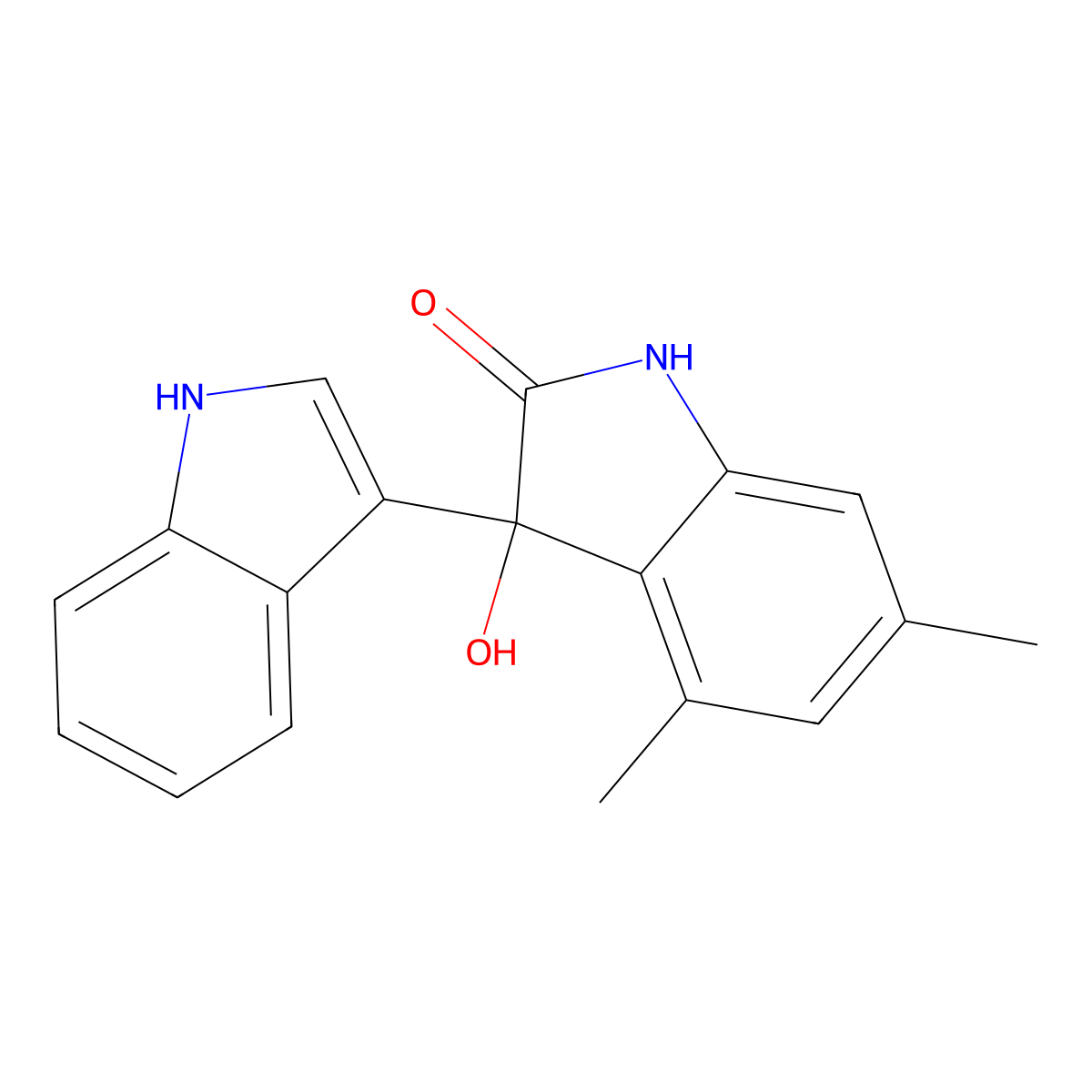 3-hydroxy-3-(1H-indol-3-yl)-4,6-dimethyl-1H-indol-2-one molecular structure, CAS 688038-73-5