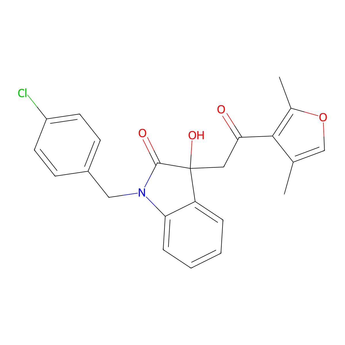 1-[(4-Chlorophenyl)methyl]-3-[2-(2,4-dimethylfuran-3-yl)-2-oxoethyl]-3-hydroxyindol-2-one molecular structure, CAS 688038-75-7
