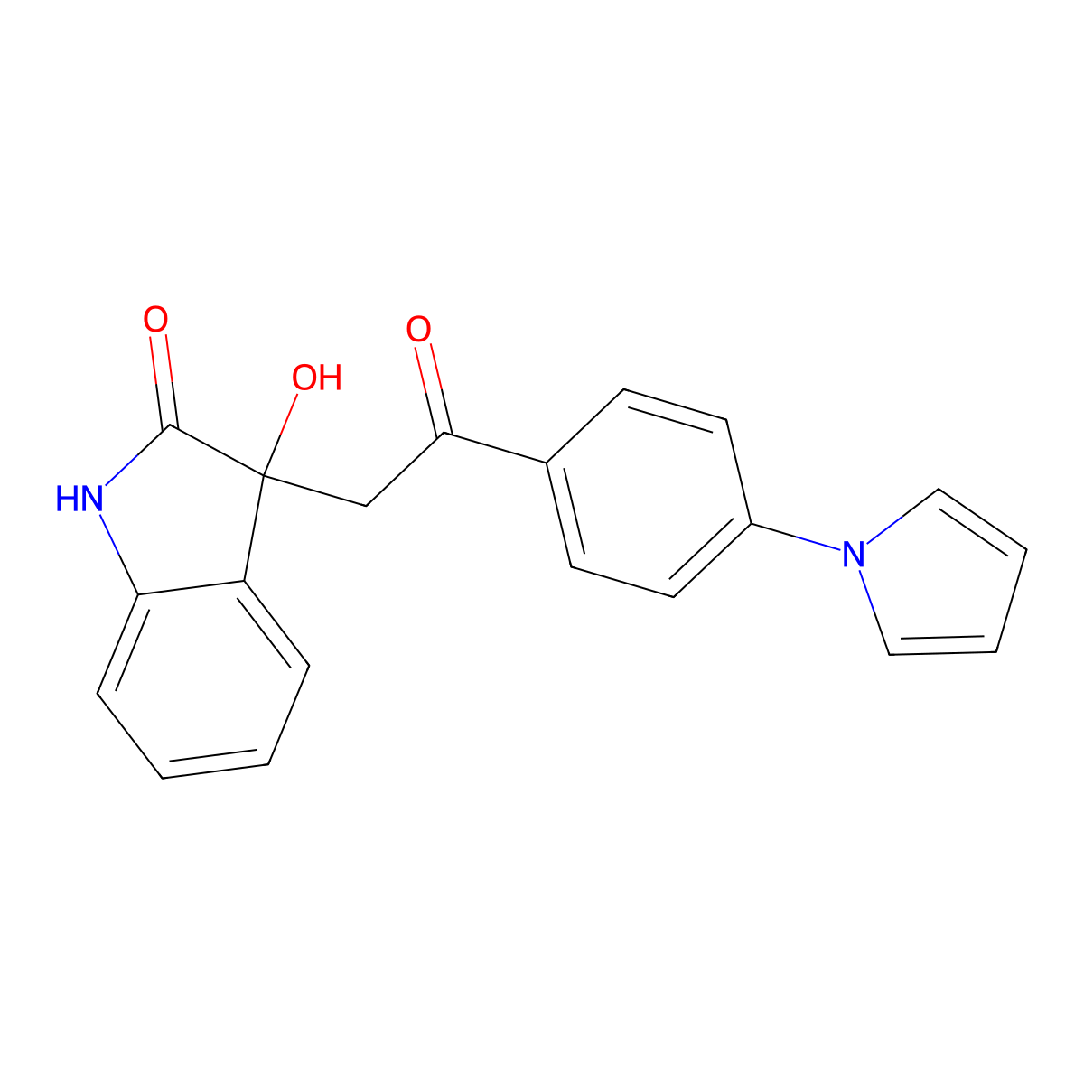 3-hydroxy-3-{2-oxo-2-[4-(1H-pyrrol-1-yl)phenyl]ethyl}-1,3-dihydro-2H-indol-2-one molecular structure, CAS 688040-12-2