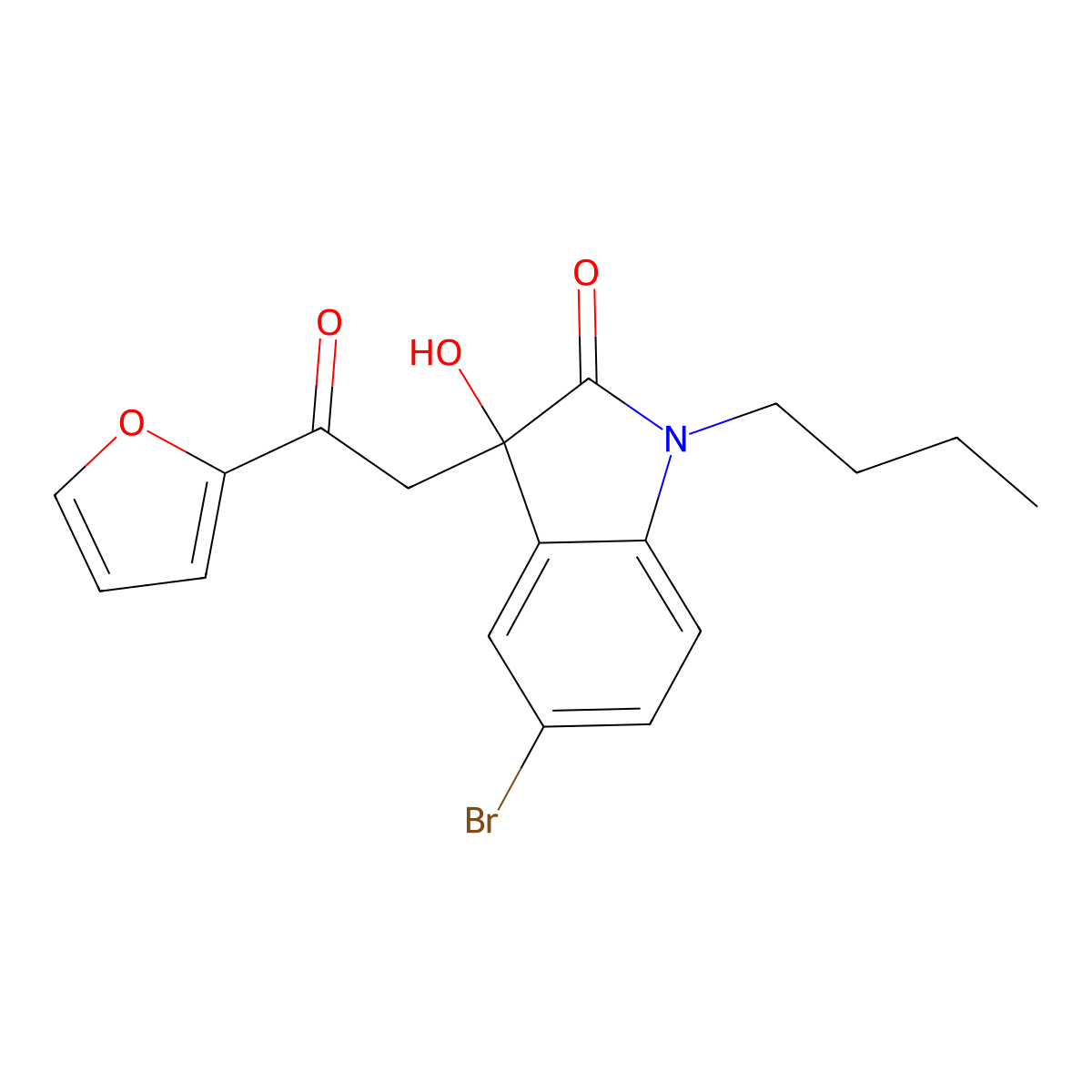 5-bromo-1-butyl-3-[2-(furan-2-yl)-2-oxoethyl]-3-hydroxy-1,3-dihydro-2H-indol-2-one molecular structure, CAS 688040-15-5