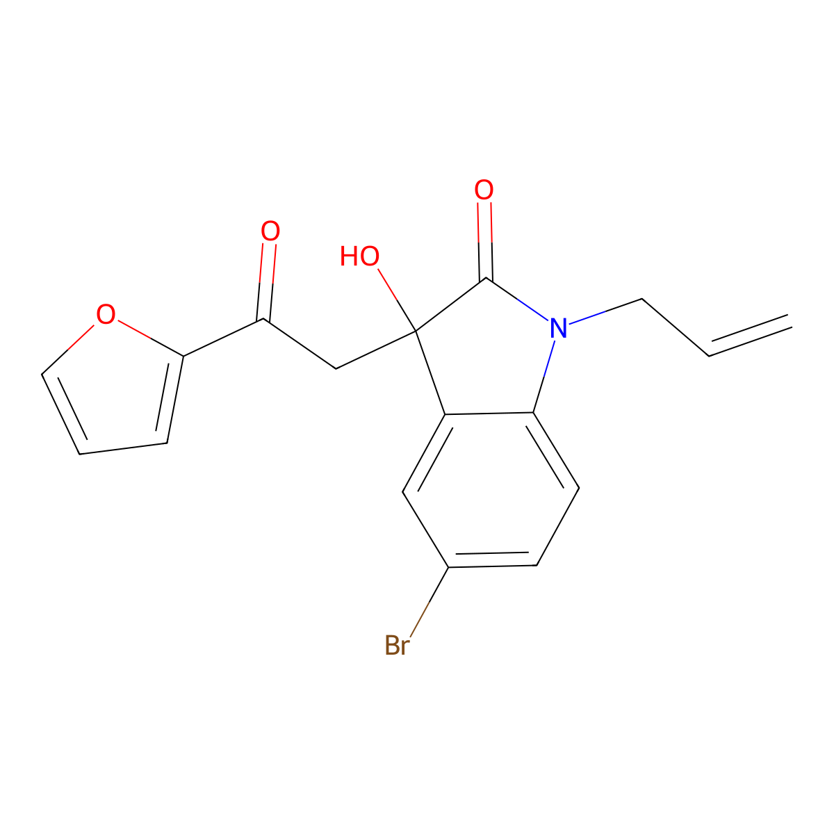 5-Bromo-3-[2-(furan-2-yl)-2-oxoethyl]-3-hydroxy-1-prop-2-enylindol-2-one molecular structure, CAS 688040-26-8