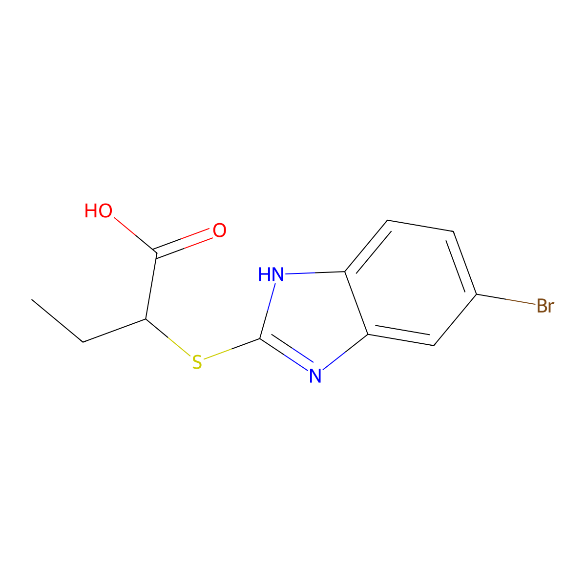 2-[(5-bromo-1H-benzimidazol-2-yl)sulfanyl]butanoic acid molecular structure, CAS 688043-52-9