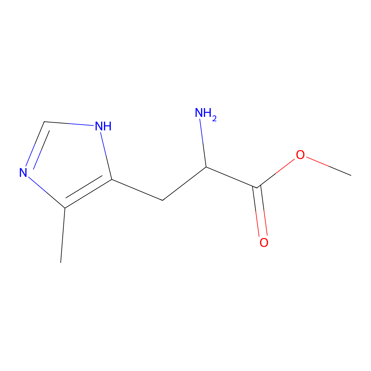 methyl 2-amino-3-(4-methyl-1H-imidazol-5-yl)propanoate molecular structure, CAS 68805-28-7