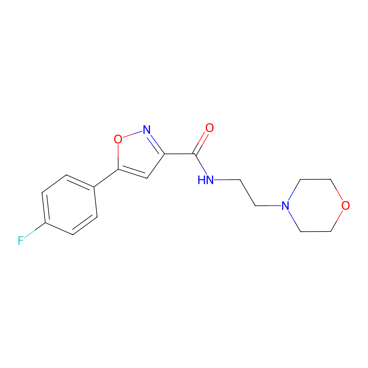 5-(4-fluorophenyl)-N-(2-morpholinoethyl)isoxazole-3-carboxamide molecular structure, CAS 688050-36-4