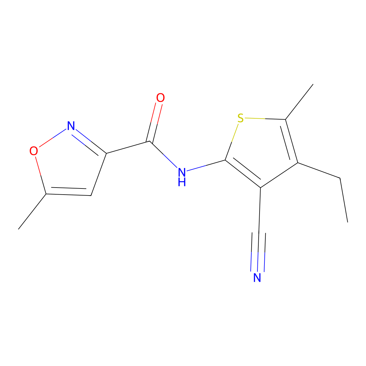 N-(3-cyano-4-ethyl-5-methylthiophen-2-yl)-5-methyl-1,2-oxazole-3-carboxamide molecular structure, CAS 688051-10-7