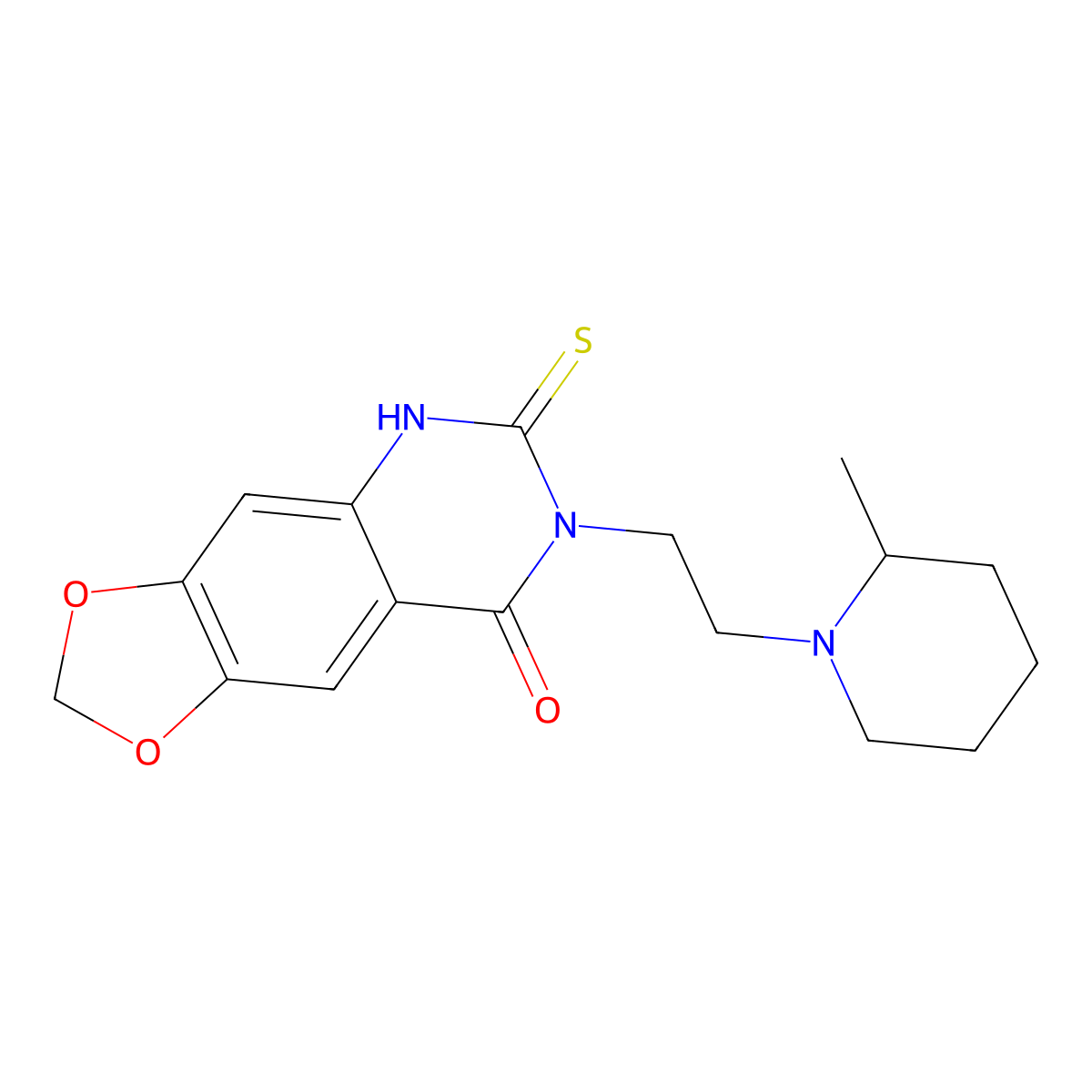 7-[2-(2-methylpiperidin-1-yl)ethyl]-6-sulfanylidene-5H-[1,3]dioxolo[4,5-g]quinazolin-8-one molecular structure, CAS 688053-29-4