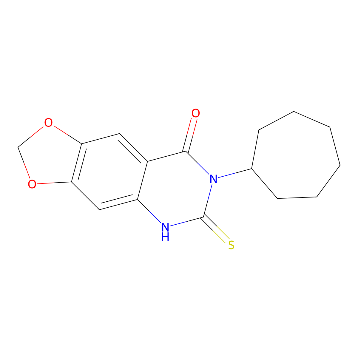 7-cycloheptyl-6-thioxo-6,7-dihydro[1,3]dioxolo[4,5-g]quinazolin-8(5H)-one molecular structure, CAS 688053-30-7