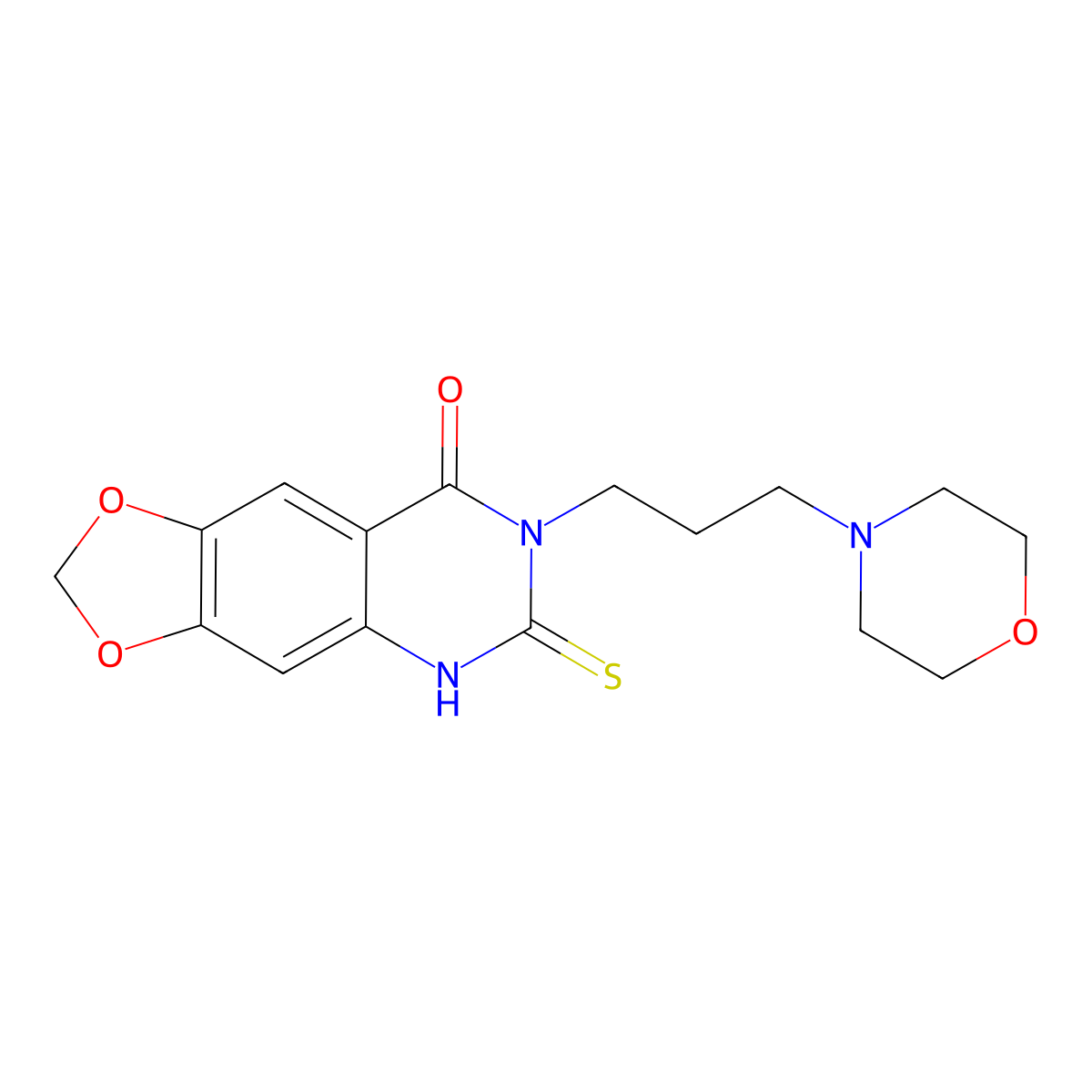 7-(3-morpholin-4-ylpropyl)-6-sulfanylidene-5H-[1,3]dioxolo[4,5-g]quinazolin-8-one molecular structure, CAS 688053-35-2