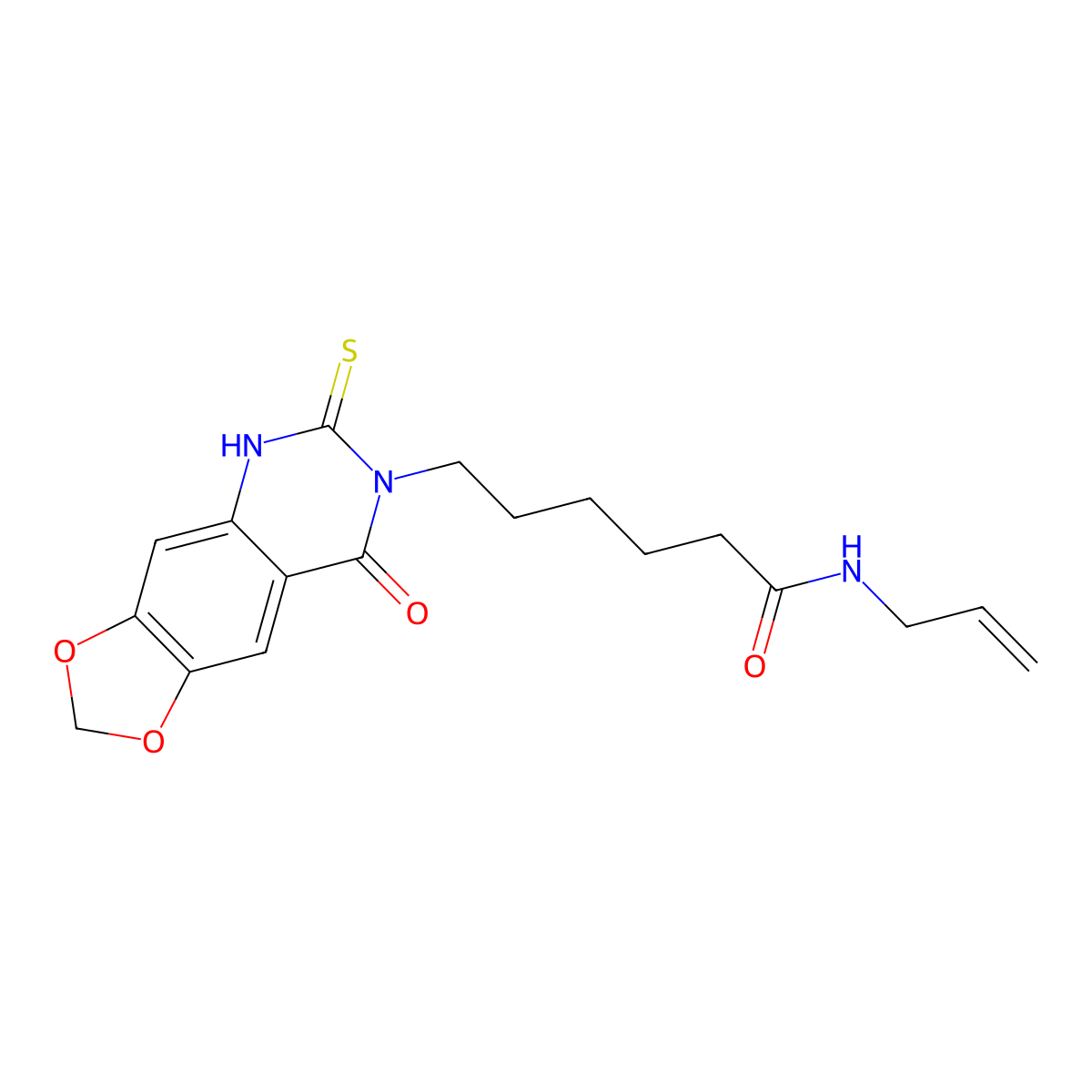 6-(8-oxo-6-sulfanylidene-5H-[1,3]dioxolo[4,5-g]quinazolin-7-yl)-N-prop-2-enylhexanamide molecular structure, CAS 688053-41-0