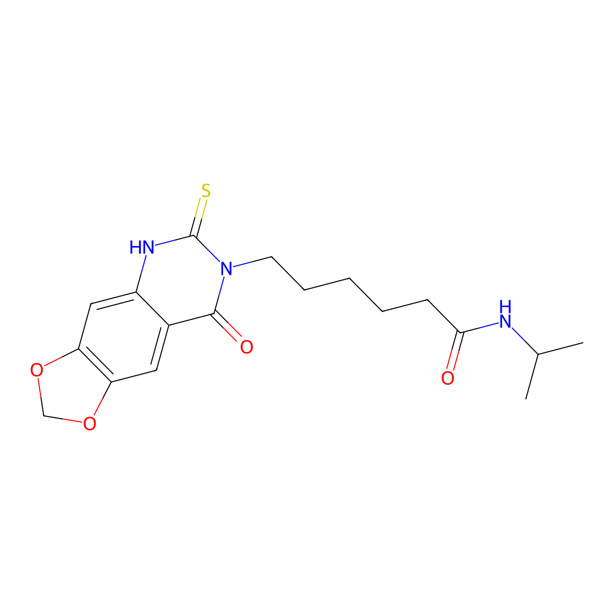 N-isopropyl-6-(8-oxo-6-thioxo-5,6-dihydro-[1,3]dioxolo[4,5-g]quinazolin-7(8H)-yl)hexanamide molecular structure, CAS 688053-42-1