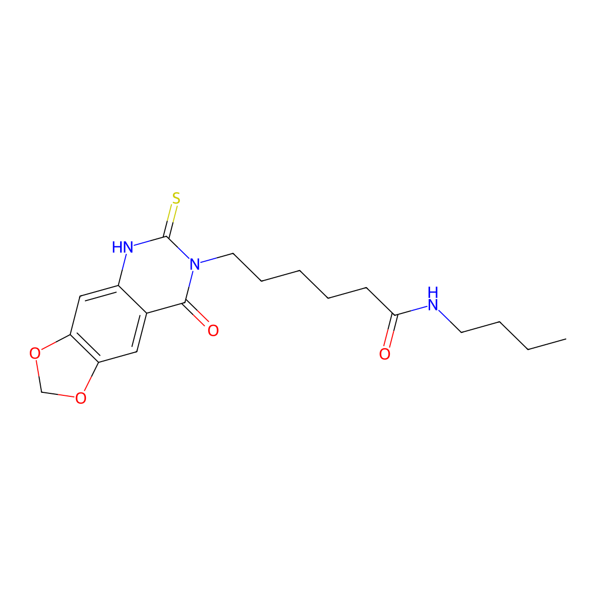 N-butyl-6-(8-oxo-6-thioxo-5,6-dihydro-[1,3]dioxolo[4,5-g]quinazolin-7(8H)-yl)hexanamide molecular structure, CAS 688053-43-2