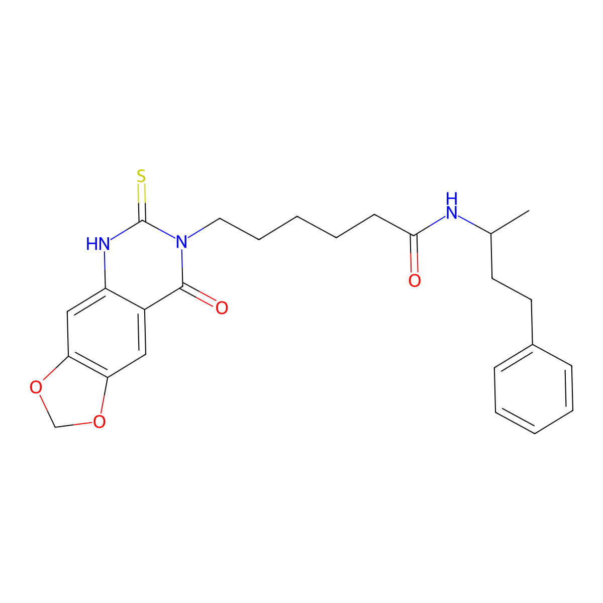 6-(8-oxo-6-sulfanylidene-5H-[1,3]dioxolo[4,5-g]quinazolin-7-yl)-N-(4-phenylbutan-2-yl)hexanamide molecular structure, CAS 688053-48-7