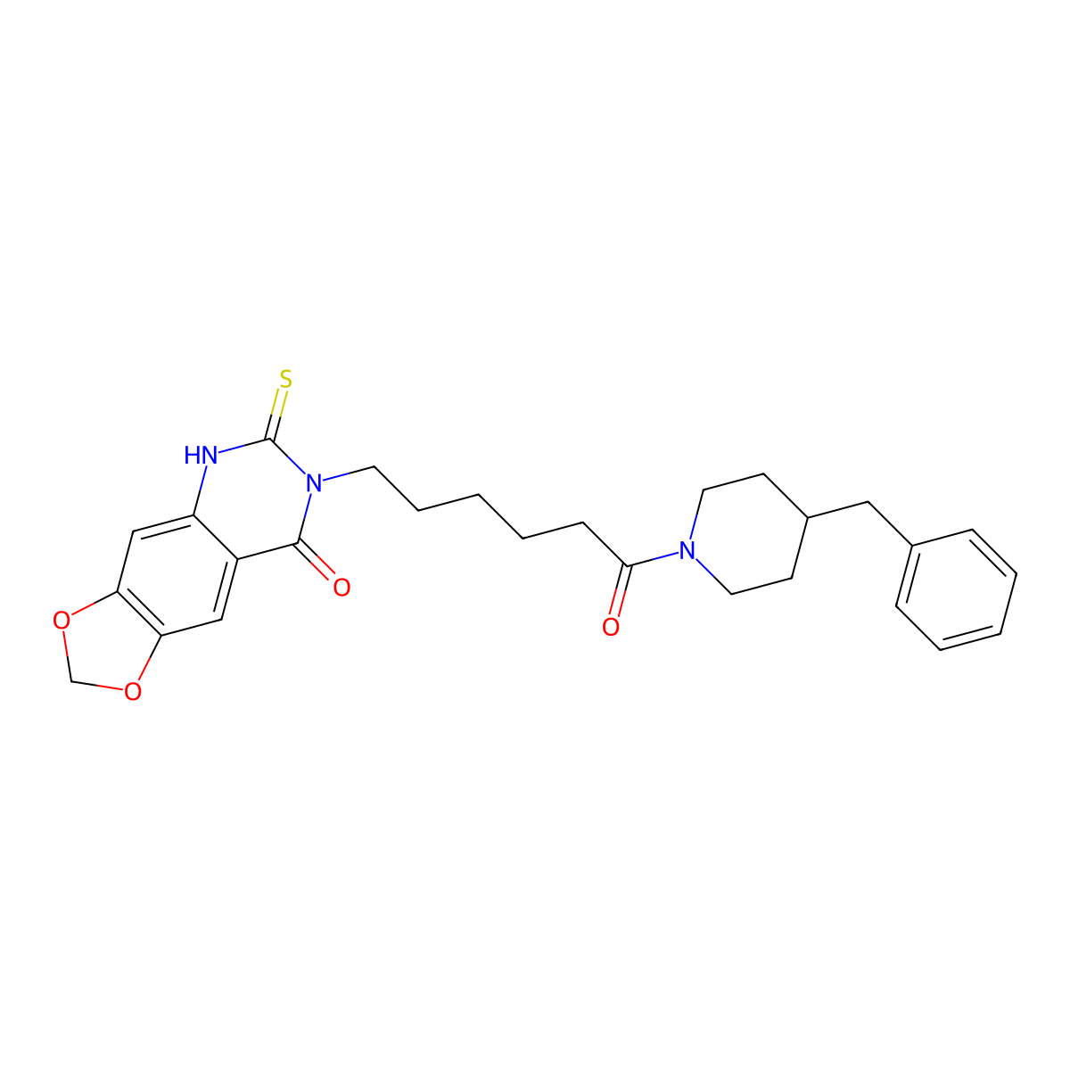 7-(6-(4-benzylpiperidin-1-yl)-6-oxohexyl)-6-thioxo-6,7-dihydro-[1,3]dioxolo[4,5-g]quinazolin-8(5H)-one molecular structure, CAS 688053-71-6