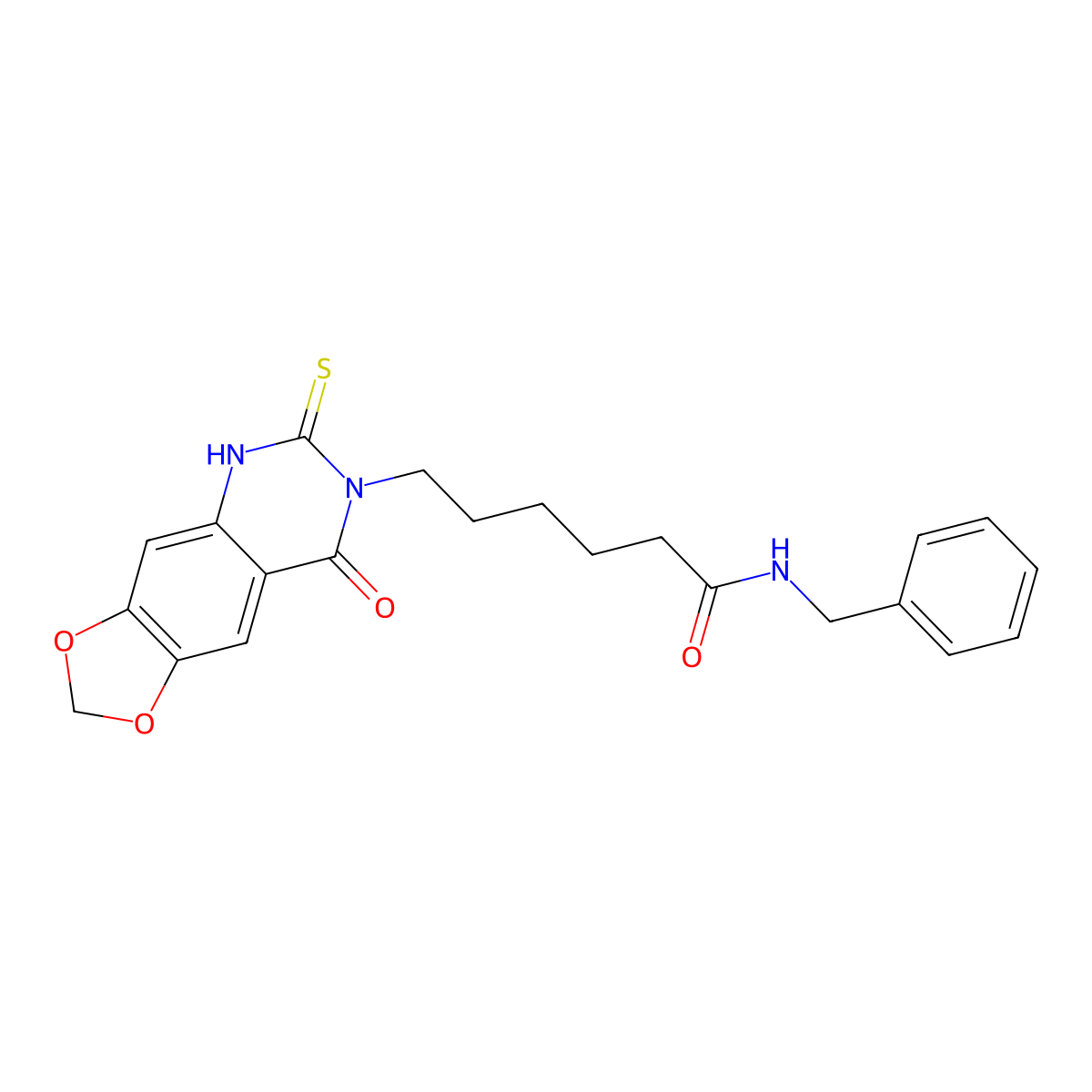 N-benzyl-6-(8-oxo-6-sulfanylidene-5H-[1,3]dioxolo[4,5-g]quinazolin-7-yl)hexanamide molecular structure, CAS 688053-73-8
