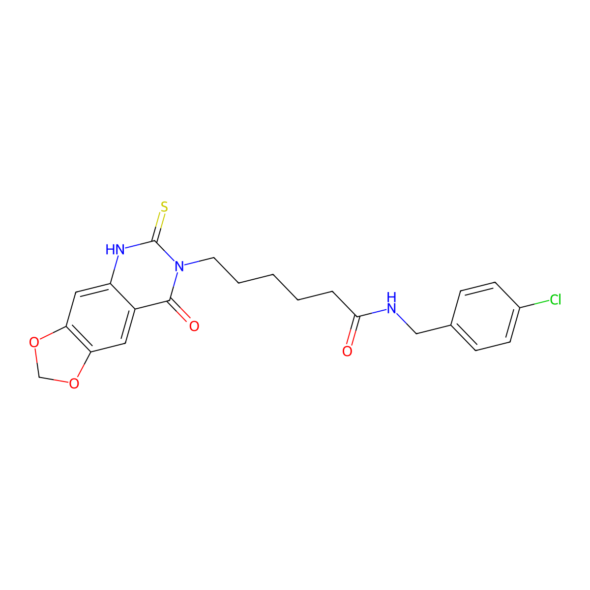 N-[(4-chlorophenyl)methyl]-6-(8-oxo-6-sulfanylidene-5H-[1,3]dioxolo[4,5-g]quinazolin-7-yl)hexanamide molecular structure, CAS 688053-75-0