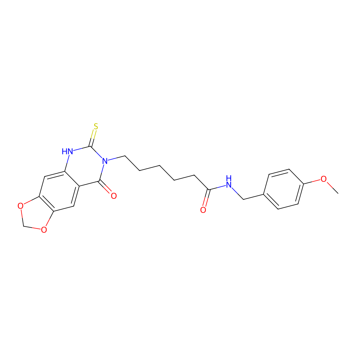N-[(4-methoxyphenyl)methyl]-6-(8-oxo-6-sulfanylidene-5H-[1,3]dioxolo[4,5-g]quinazolin-7-yl)hexanamide molecular structure, CAS 688053-79-4