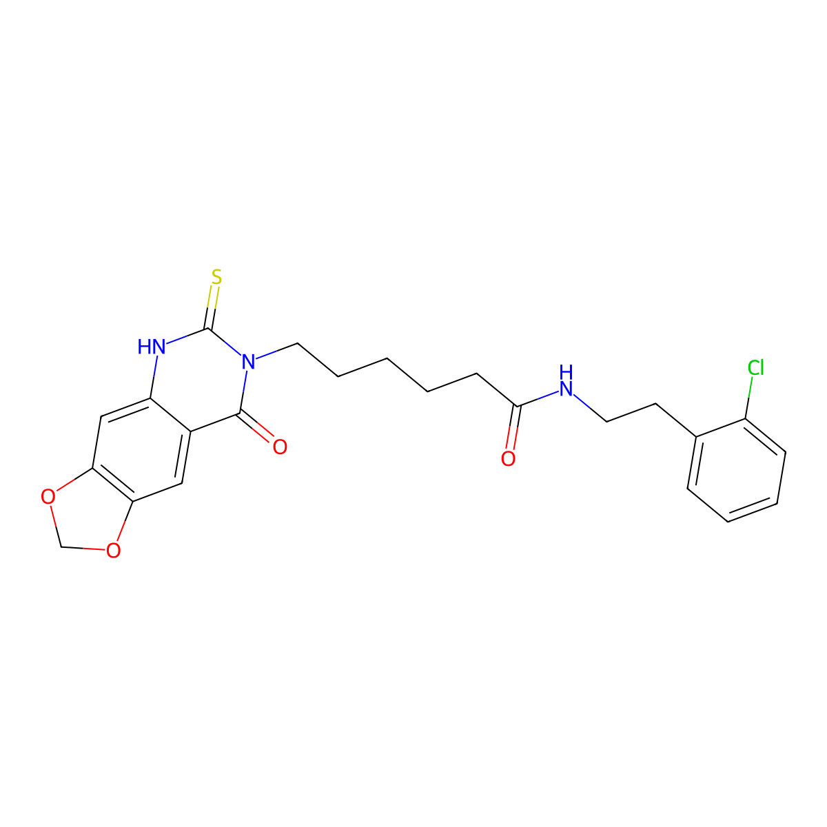 N-[2-(2-chlorophenyl)ethyl]-6-(8-oxo-6-sulfanylidene-5H-[1,3]dioxolo[4,5-g]quinazolin-7-yl)hexanamide molecular structure, CAS 688053-82-9