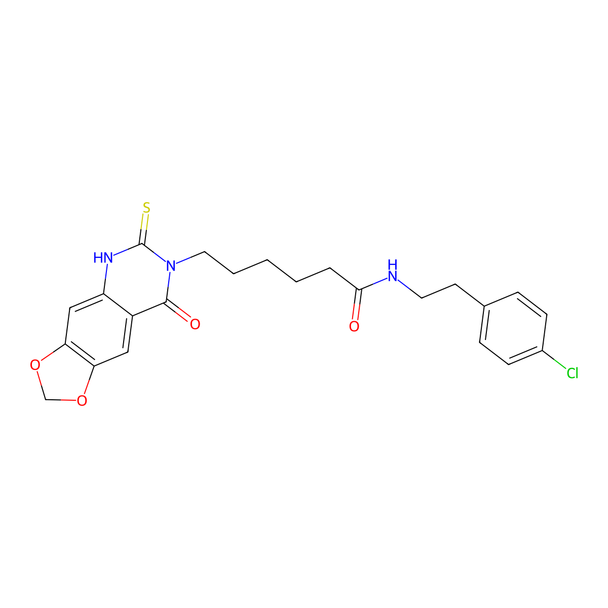 N-[2-(4-chlorophenyl)ethyl]-6-(8-oxo-6-sulfanylidene-5H-[1,3]dioxolo[4,5-g]quinazolin-7-yl)hexanamide molecular structure, CAS 688053-83-0