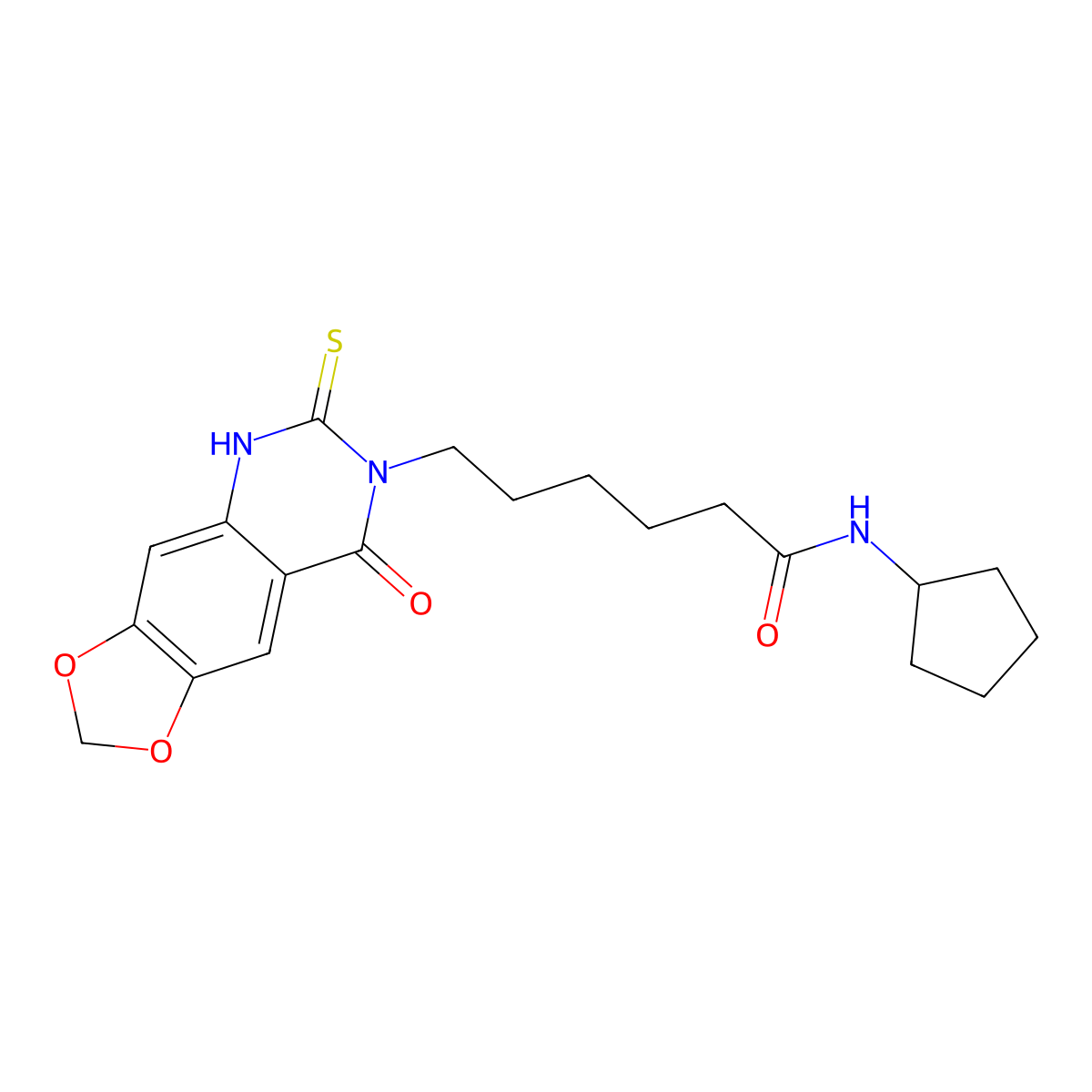 N-cyclopentyl-6-(8-oxo-6-thioxo-5,6-dihydro-[1,3]dioxolo[4,5-g]quinazolin-7(8H)-yl)hexanamide molecular structure, CAS 688053-94-3