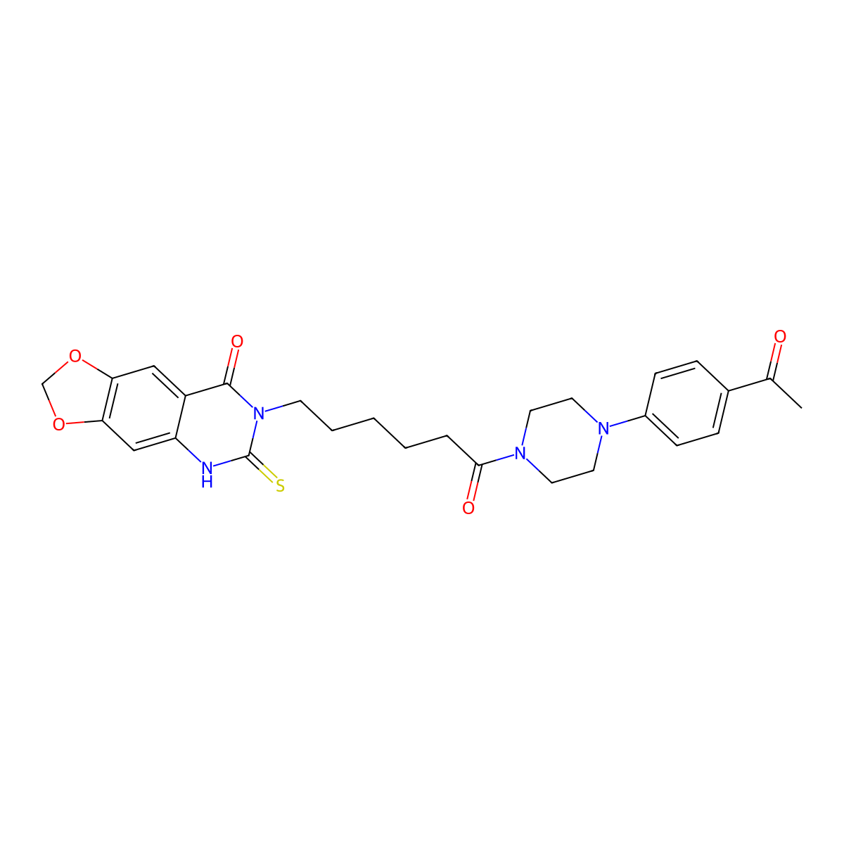 7-{6-[4-(4-acetylphenyl)piperazin-1-yl]-6-oxohexyl}-6-thioxo-6,7-dihydro[1,3]dioxolo[4,5-g]quinazolin-8(5H)-one molecular structure, CAS 688054-11-7